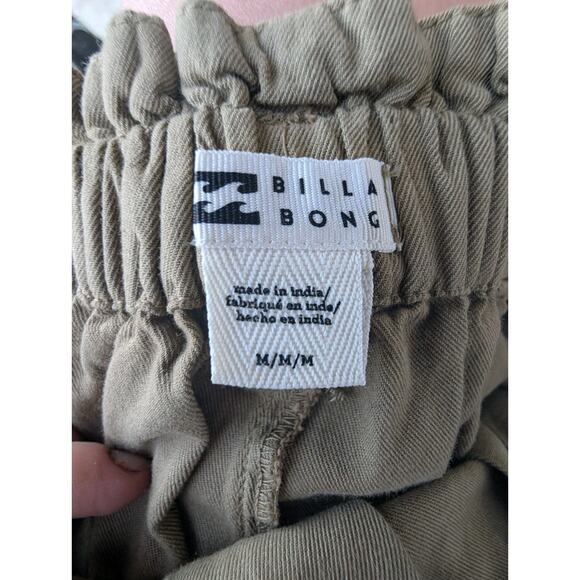 Billabong Sand Stand Army Olive Green Belted Paperbag Waist Pants Size Medium - Picture 7 of 8